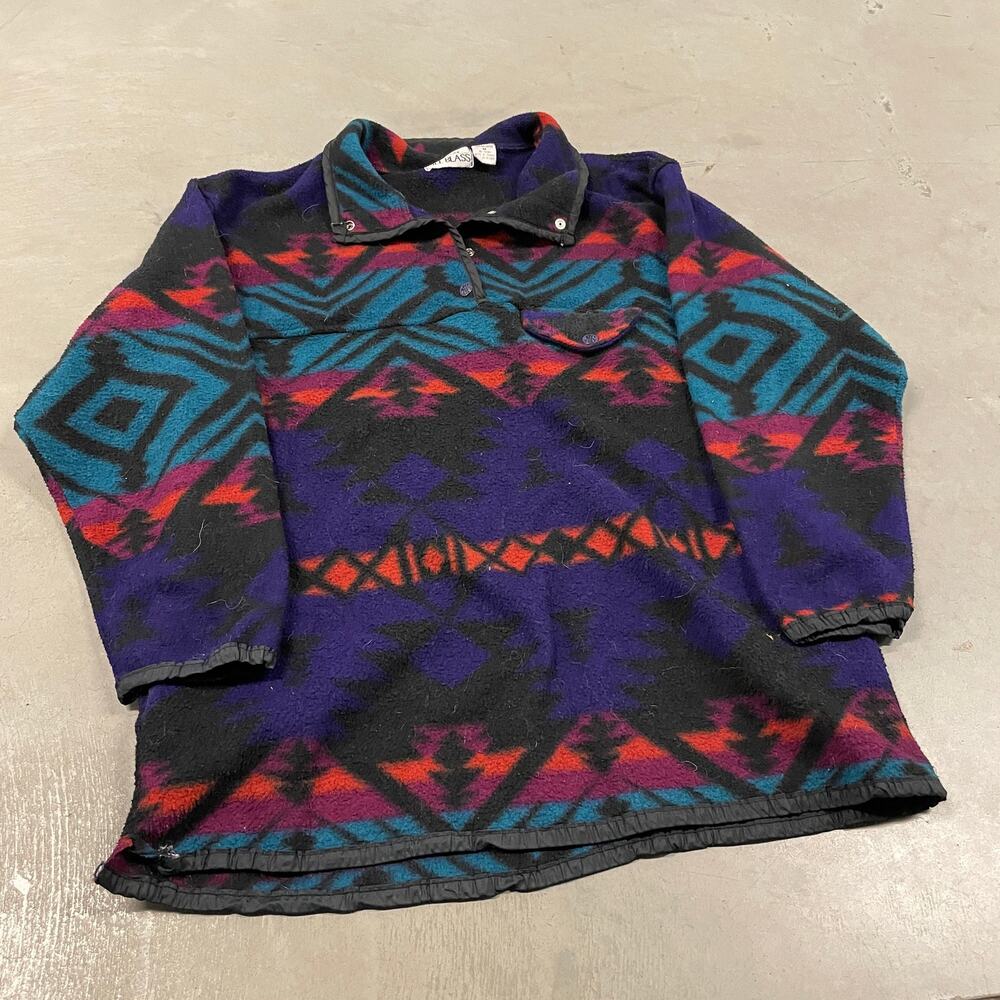 vintage 90s bill blass Aztec fleece snap button jacket